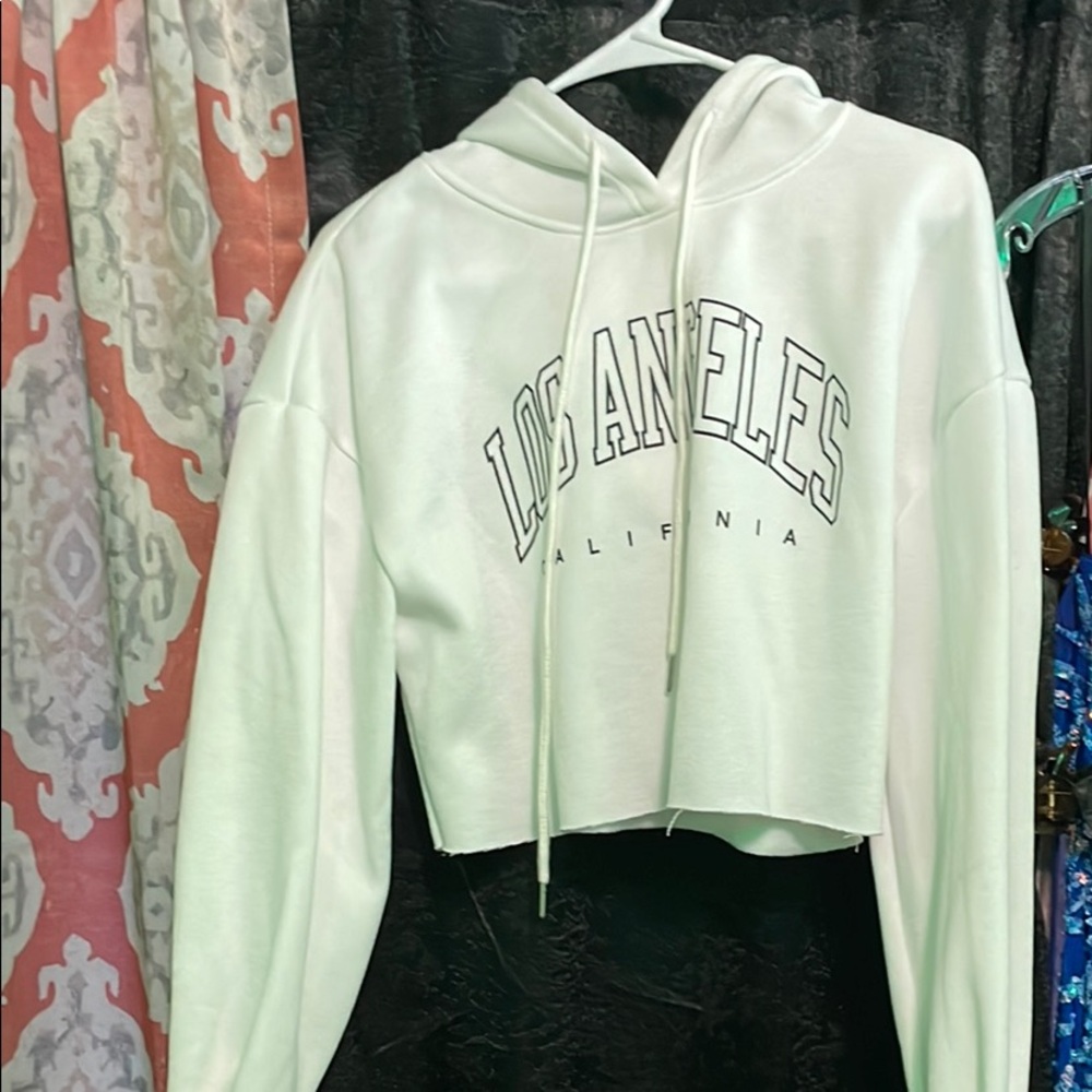 SHEIN Cream Relaxed Crop Hoodie